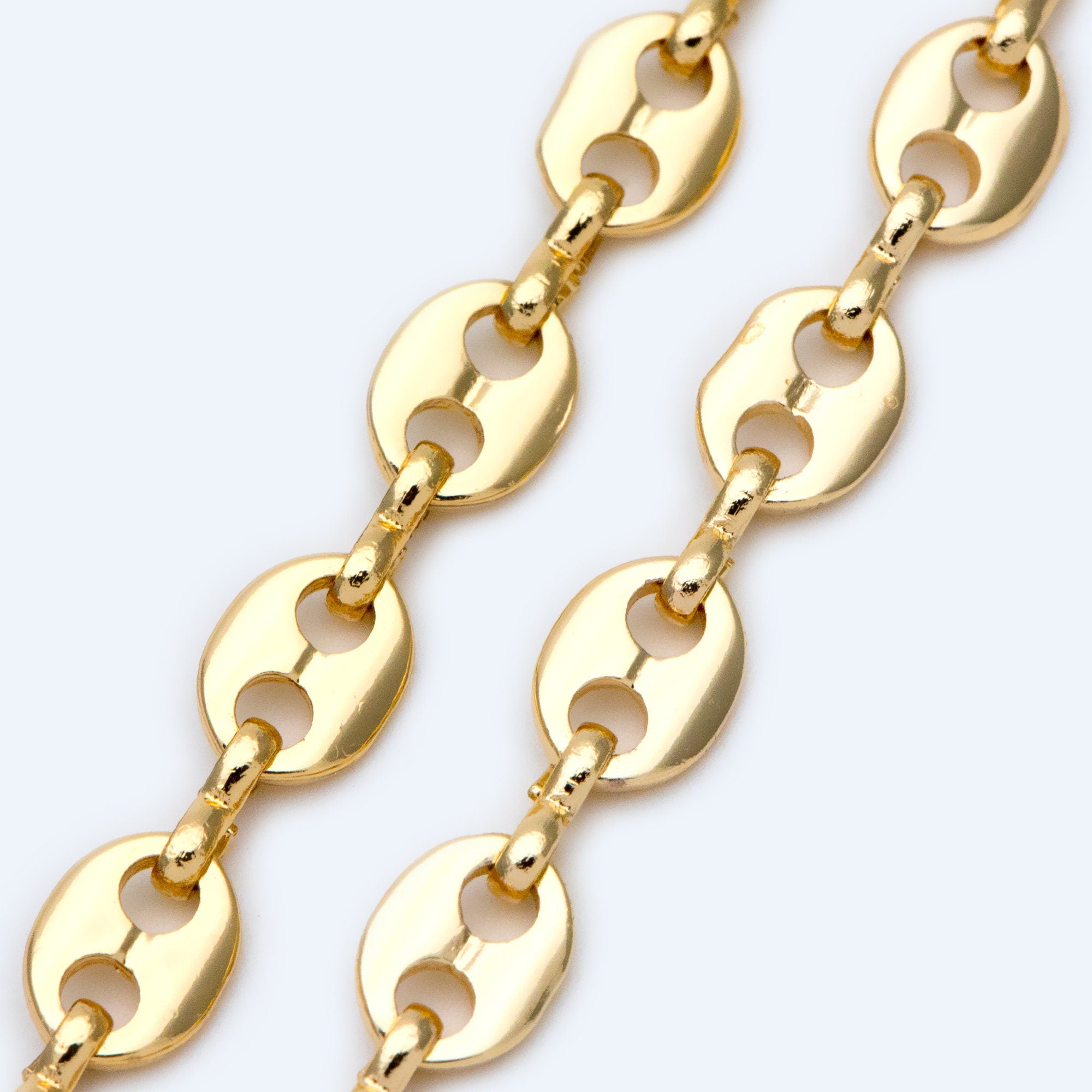 Mariner Link Chain, 8x11mm Oval Coin Chain, Thick Disk Chain, Necklace Chain Wholesale (#LK-396)/ 1 Meter=3.3 ft